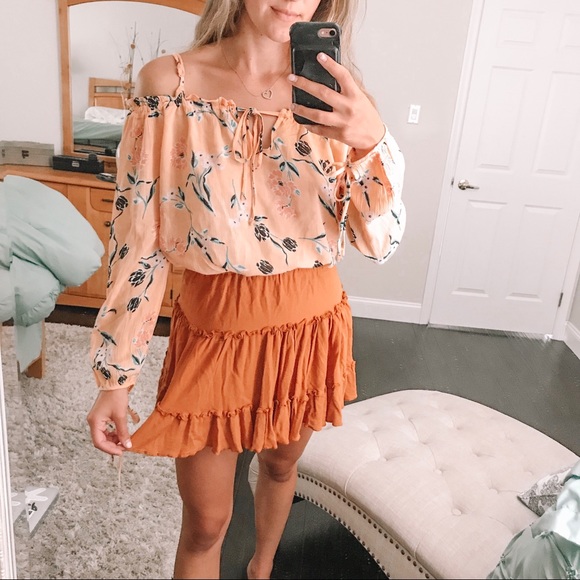 Kendall & Kylie Tops - Kendall & Kylie Floral Cold Shoulder Top